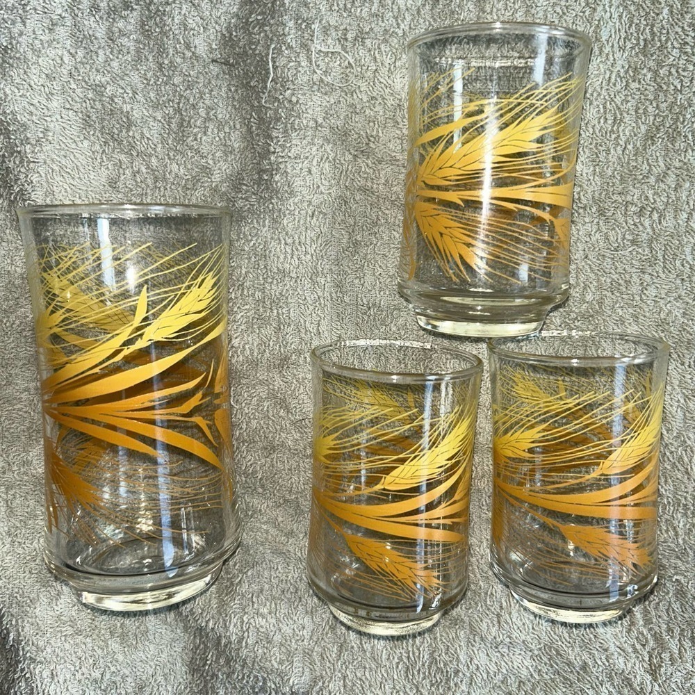 Vintage Libbey Golden Wheat Drinking Glasses Set